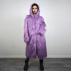 Shaggy purple haze coat hooded lilac jacket Eras tour inspired overcoat long hair fluffy trench neon Lavender bomber raver fleece in violet