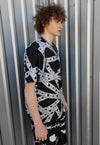 Chain print t-shirt handmade top barbered wire tee in black