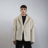 Beige faux fur lapel jacket mink coat smart style overcoat short going out bomber fancy dress fleece gorpcore retro peacoat in cream