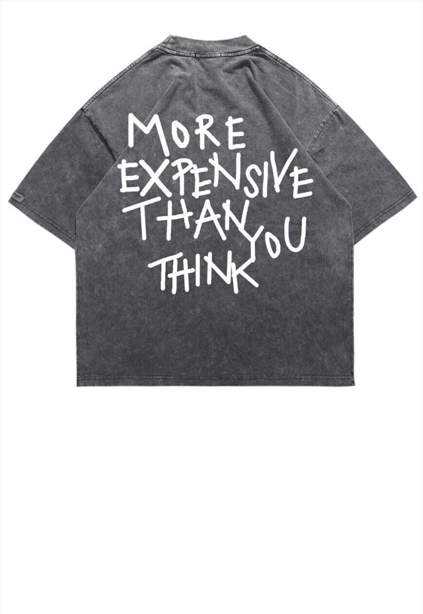 Money slogan t-shirt vintage wash tee in acid grey