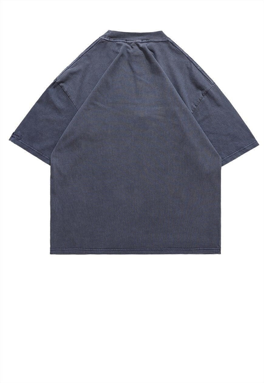 Gothic t-shirt retro mask top scary movie tee in blue