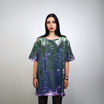 Purple sequin top colour changing t-shirt dress Eras pullover shiny luminous going jumper party pullover embellished lavender haze tee