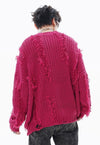 Ripped sweater knitted distressed jumper shredded top pink