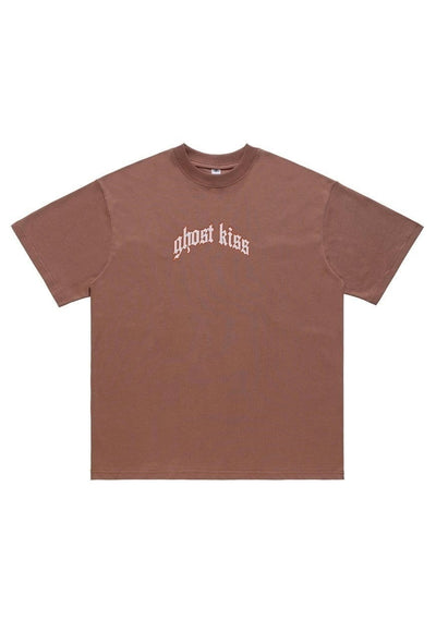 Wicked slogan t-shirt fang print tee utility top in brown