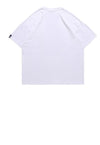 Manga print t-shirt anime silhouette retro tee in white