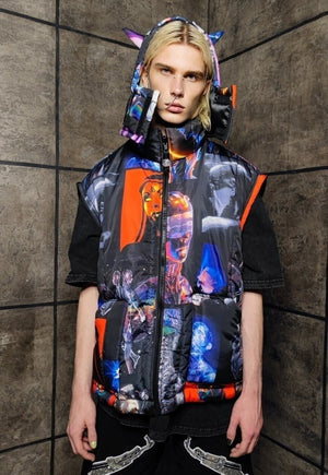 Raver bomber cyber jacket handmade detachable grunge puffer