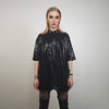 Black sequin t-shirt glitter top sparkle jumper party pullover glam rock jumper fancy dress embellished going out tee in luminous dark