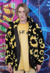 Sunflower fleece bomber handmade daisy floral outdoor jacket