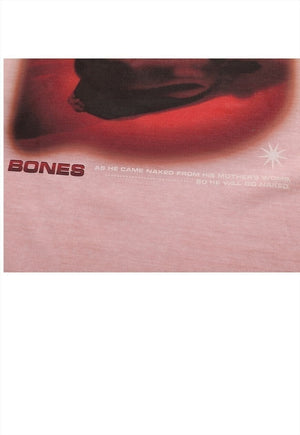 Bones print t-shirt zombie tee grunge corpse top pastel pink