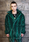 Python fleece coat handmade snake faux fur jacket in green