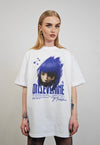 Blue hair t-shirt anime print tee grunge Japanese top grey