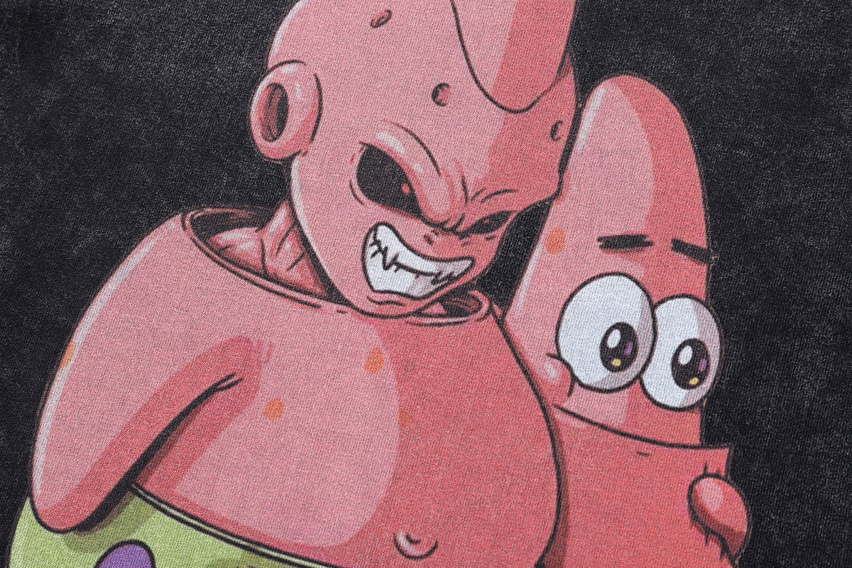 Funny anime t-shirt monster print tee Japanese cartoon top in vintage grey