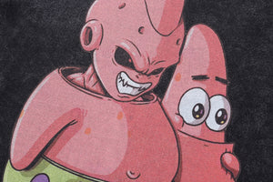 Funny anime t-shirt monster print tee Japanese cartoon top in vintage grey