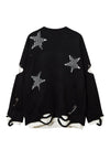 Grunge sweater cutout elbow knitted jumper ripped top black