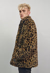 Animal print fleece jacket brown leopard coat zip up cheetah