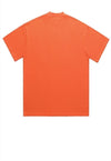 Atom print t-shirt science geek tee retro raver top orange