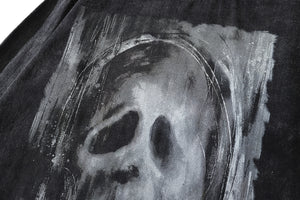 Scream t-shirt scary mask print tee creepy print top in vintage grey