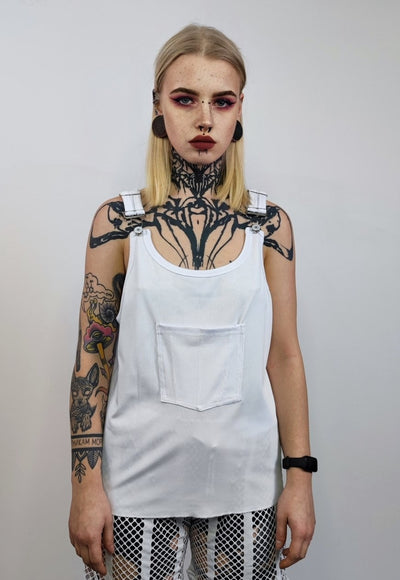 Cut-out sleeveless top raver multi hole tee cyberpunk vest