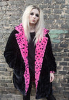 Leopard fleece coat handmade reversible animal trench coat