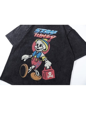 Pinokio t-shirt back to school tee skeleton cartoon top