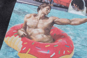 Holiday t-shirt party monster tee Y2k raver top in vintage grey