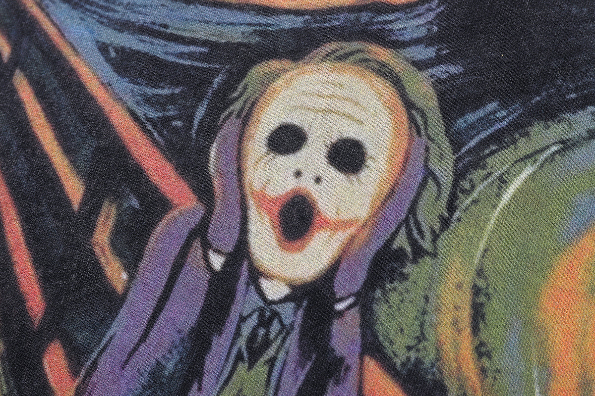 Joker cartoon t-shirt retro clown tee Y2k cartoon top in vintage grey