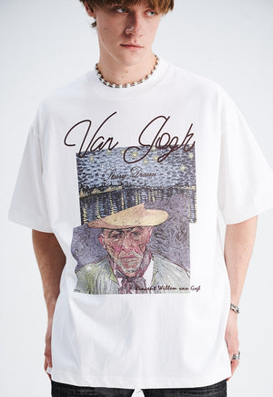 Van Gogh t-shirt artist print tee retro grunge top in white