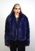 Short shaggy faux fur coat blue cropped fuzzy hair trench