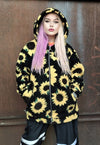 Sunflower fleece hoodie daisy print floral bomber jacket