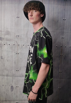 Light strike t-shirt neon thunderstorm tee in green black