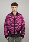 Leopard varsity jacket pink animal print reversible bomber