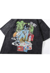 Anime t-shirt old Anime tee retro Japanese top in acid grey