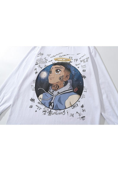 Anime boy t-shirt Japanese cartoon long sleeve tee retro top