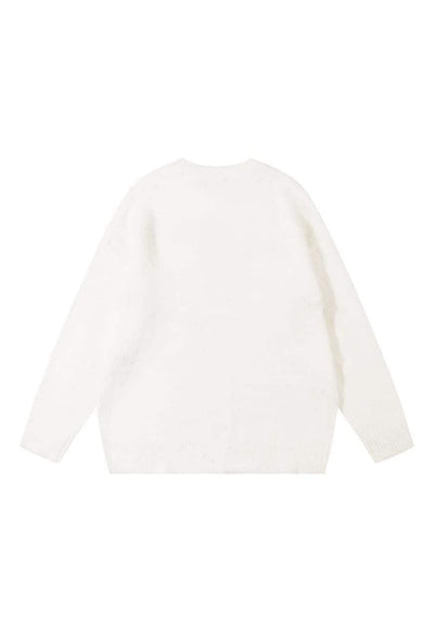 Fluffy sweater star print fluffy knitwear gilet jumper white