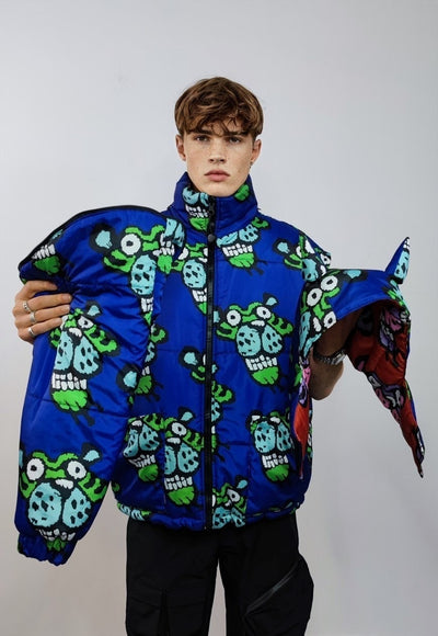 Panther bomber reversible jacket detachable cartoon puffer