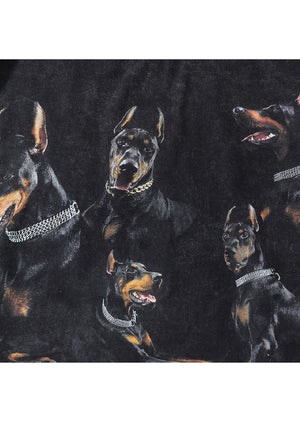 Doberman print t-shirt Y2K dog tee retro animal top grey