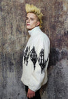 Bones fleece jacket faux fur grunge skeleton bomber in white