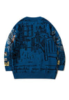 Renaissance sweater painting print jumper pop art top blue