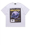 Moon print t-shirt space tee retro sky poster top in white