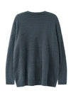 Heart sweater knitted fleece jumper distressed top in grey