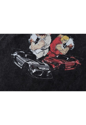 Street fighter t-shirt Japanese cartoon tee retro game top