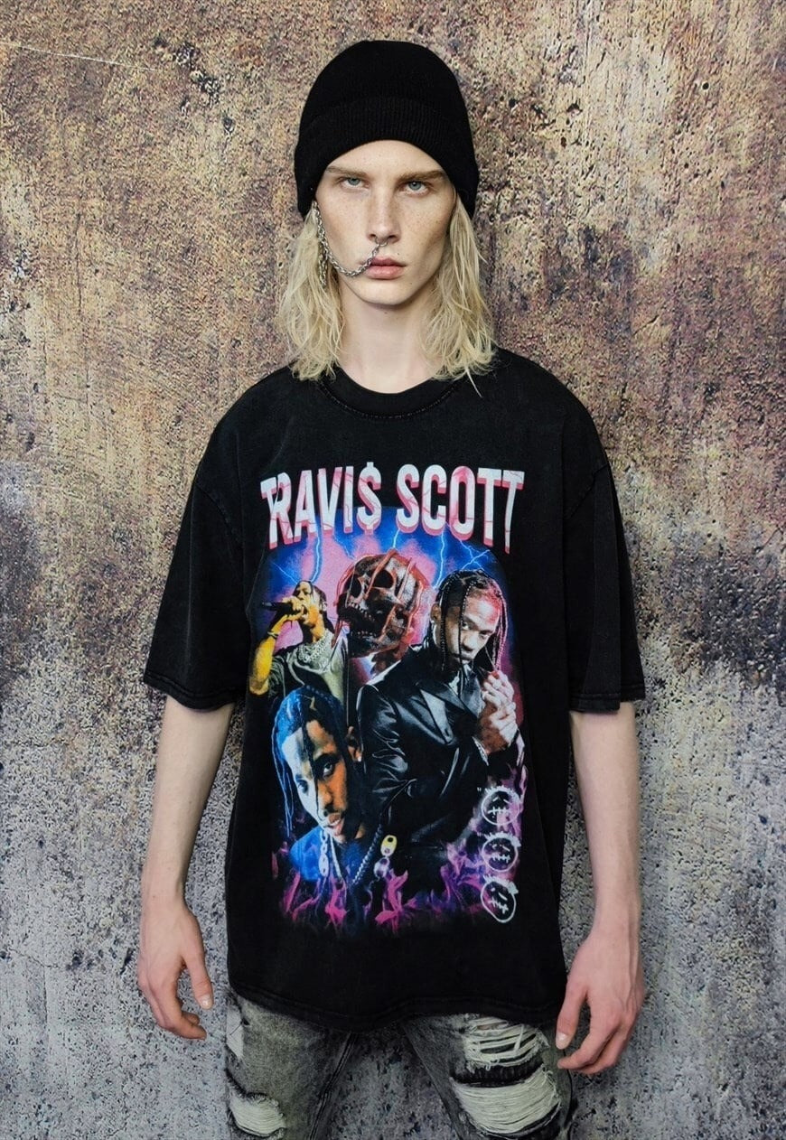 Legendary star PRINT Travis Scott vintage wash t-shirt sample sale 3 for 2