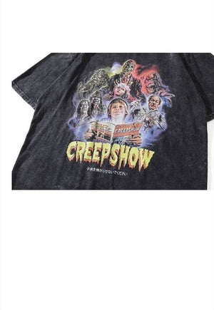 Creepshow print t-shirt retro movie tee 80s top vintage grey