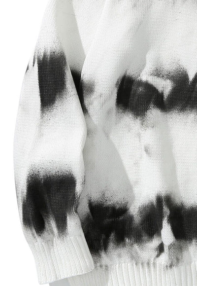 Tie-dye sweater knitted oil wash gradient jumper in white