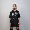 Cargo pocket shirt dress short sleeve geometric crotchet top mesh blouse oversize beam gothic top bondage sweatshirt utility jumper in black