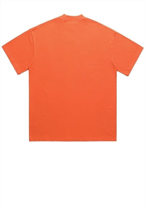 Grunge t-shirt raver print tee retro poster top in orange