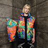 Bandanna bomber handmade detachable paisley puffer devil horn jacket cashew print coat two sided jacket in rainbow