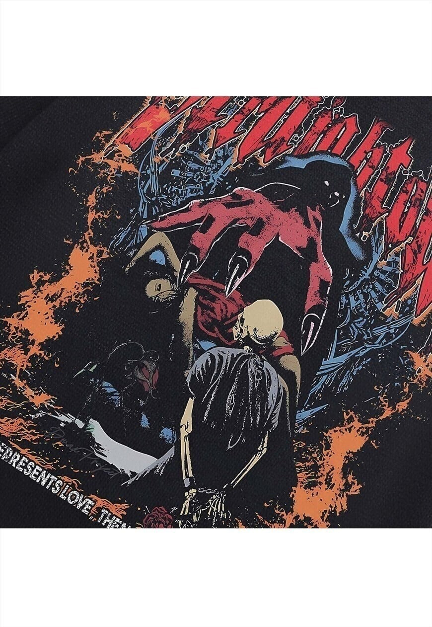 Gothic sweater 80s print jumper ripped knitted top in cream