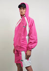 Pink track jacket hooded sports jumper colour block pullover