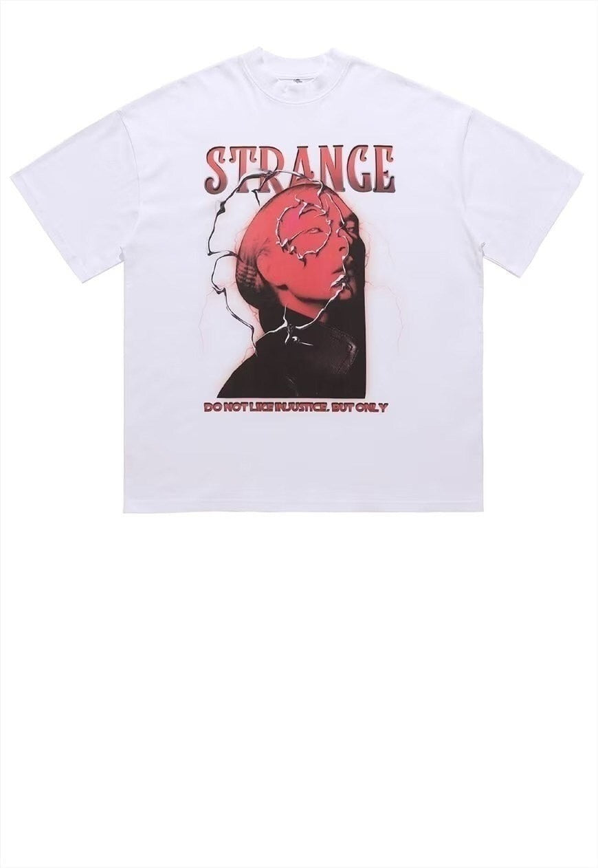 Strange t-shirt thunder top lightning slogan tee in black